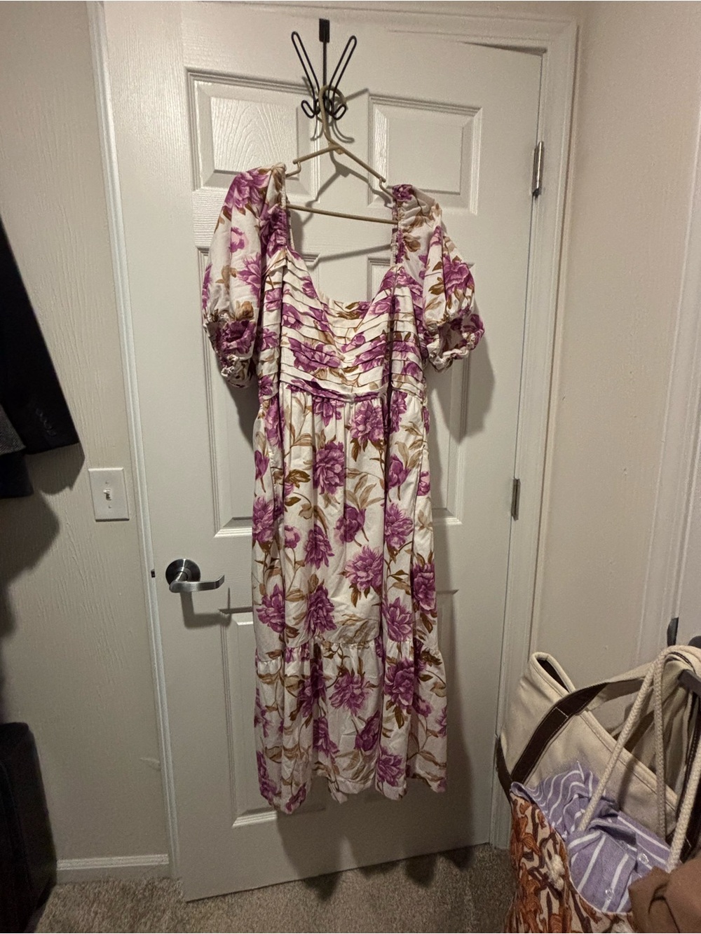 Abercrombie Emerson Cotton Purple and Tan Floral Midi Dress